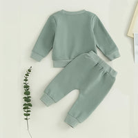 Baby Girl's 2-Piece Letter Print Sweater Set Long Sleeve Pullover And Jogger Pants With Drawstring Waist