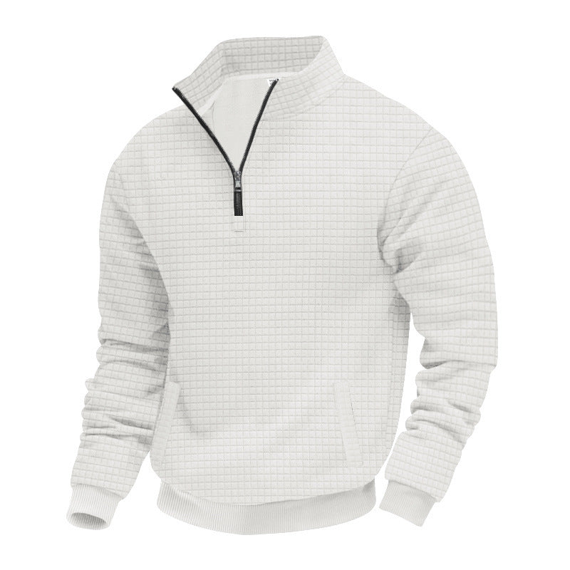 Men's Sweatshirt Autumn And Winter New Style Stand-up Collar Long Sleeve Small Check