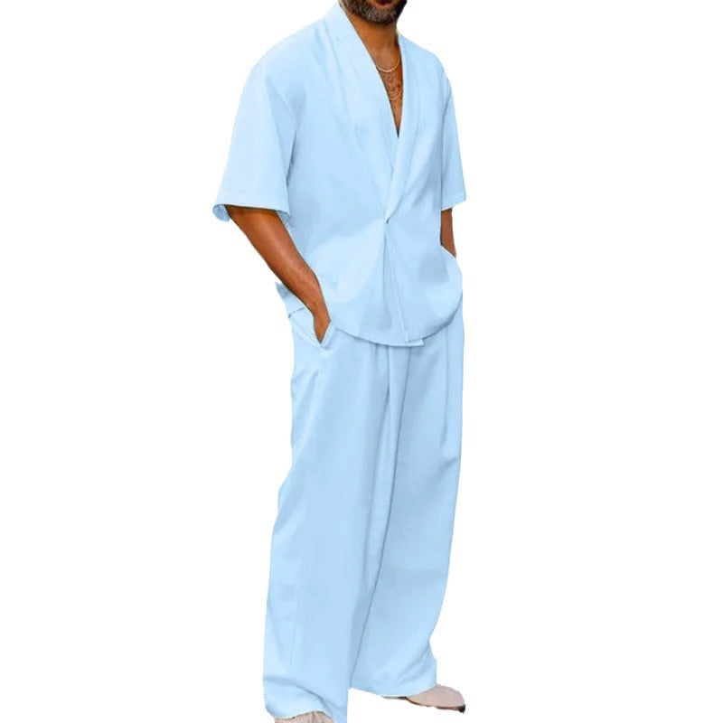 Fashion Personality Men Casual Polo Collar Suit