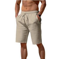 Summer Drawstring Shorts Elastic Waist Straight Pants Beach Breathable Shorts For Men Clothing