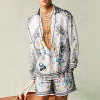 3D Digital Printing Short Sleeve Shirt Shorts Casual Suit