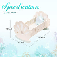 ROBOTIME Baby Doll Crib, Baby Doll Bed, Doll Rocking Cradle Baby Doll Accessories Furniture With Bedding For 18 Inch Dolls