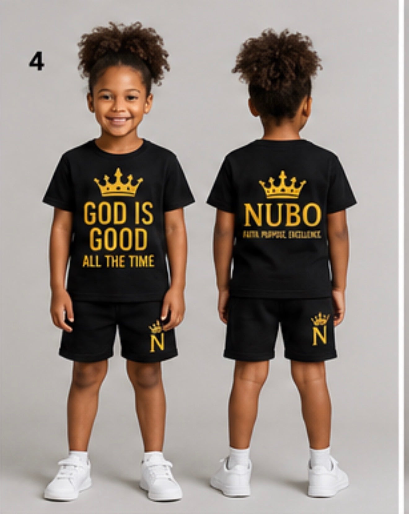 Kids GOD is GOOD and NUBO short sets
