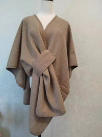 Fur Collar Fur Ball Knitted Cardigan Cape And Shawl