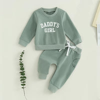 Baby Girl's 2-Piece Letter Print Sweater Set Long Sleeve Pullover And Jogger Pants With Drawstring Waist