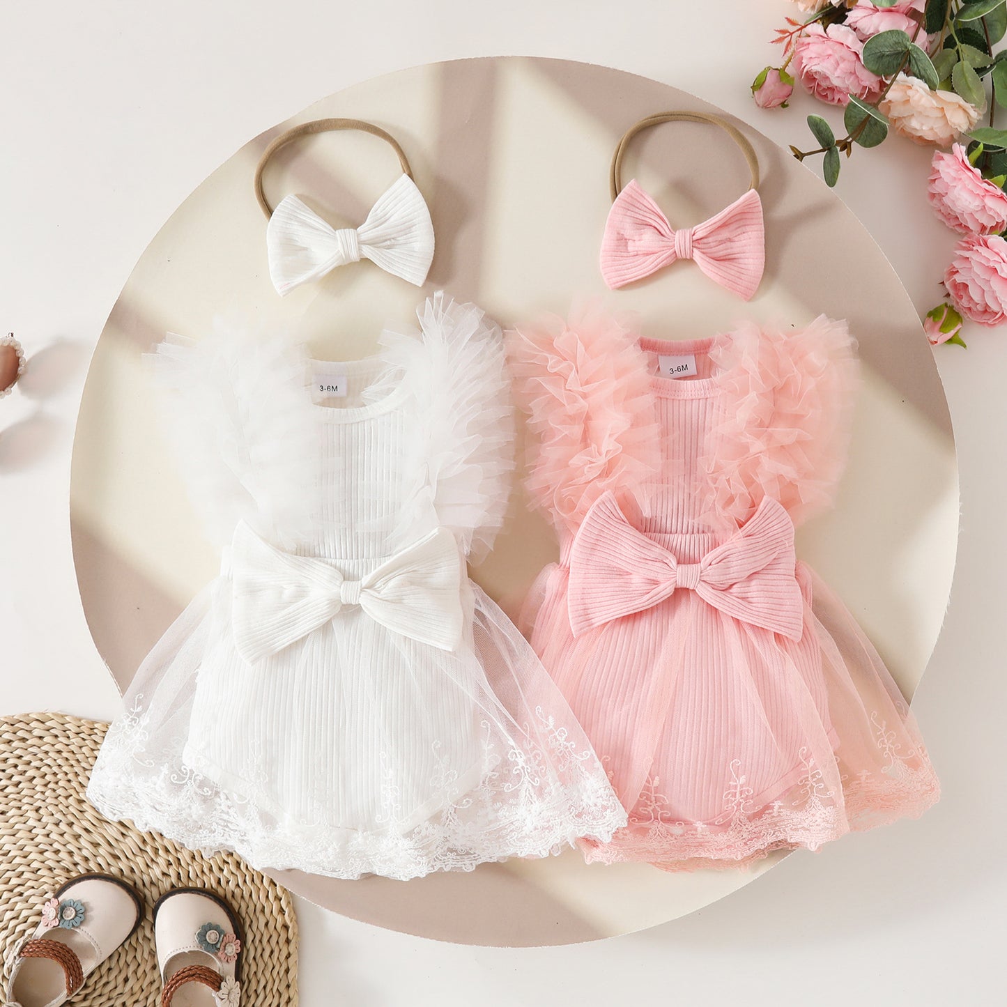 Siamese Triangle Sweet Bow Sleeveless Leotard Hair Band