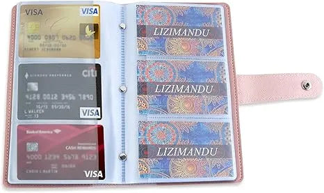 Business Card Holder Book, Business Card Book Case PU Leather Organization Binder Name ID Card Holder For Men & Women, Up To 96 Cards Capacity