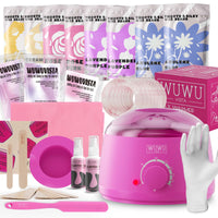 Waxing Kit WUWUVISTA 69 Items Hair Removal Wax Kit With Wax Warmer Waxing Beads For Face, Brazilian, Full Body, Bikini, Sensitiive Skin Skin Suitable For Plugs Of American, European Specification