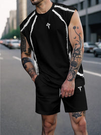 Mens Fashion Letter-Printed Sports Suit
