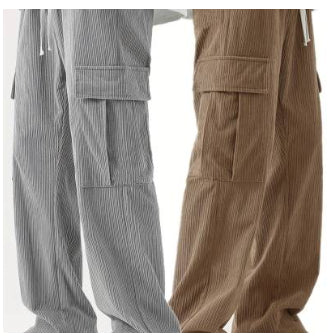 Autumn And Winter Corduroy Loose Straight Cargo Pants