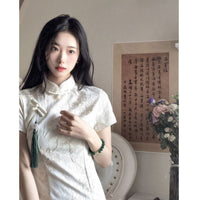 New Chinese Style National Style Retro White Improved Cheongsam