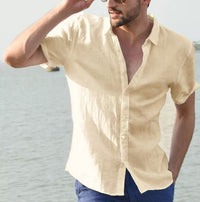 Summer Short-sleeved Shirt Casual Button Tops Men Clothing