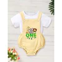 Infant Baby Boy Gentleman Outfit Summer Short Sleeve Crew Neck T Shirt First Birthday Suspender Romper Jumpsuit Set