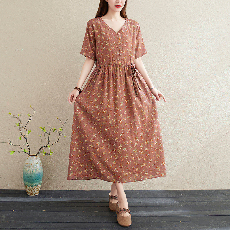 New Style Loose Western Style Floral Dress