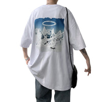 Cartoon Print Loose T-shirt Men's Fashion Summer Clothes