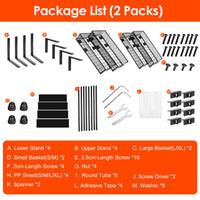 2Pcs Under Sink Organizer 2 Tier Pull Out Cabinet Baskets Storage Shelf Sliding Storage Drawers Rack With 5 Adjustable Height Mesh Baskets For Home Kitchen Bathroom Office