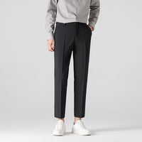 Mens Plus-Size Slim-Fit Solid-Color Capri Dress Pants