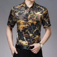 Chinese Style Silk Satin Shirt Short Sleeve