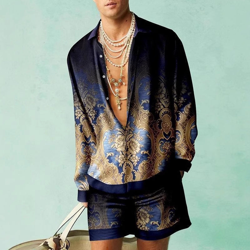 3D Digital Printing Short Sleeve Shirt Shorts Casual Suit