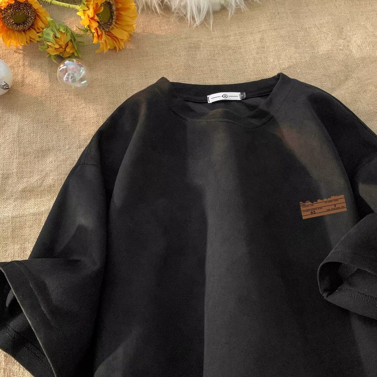 Retro Men's Suede Loose Half Sleeve T-shirt Teenagers Pop Top