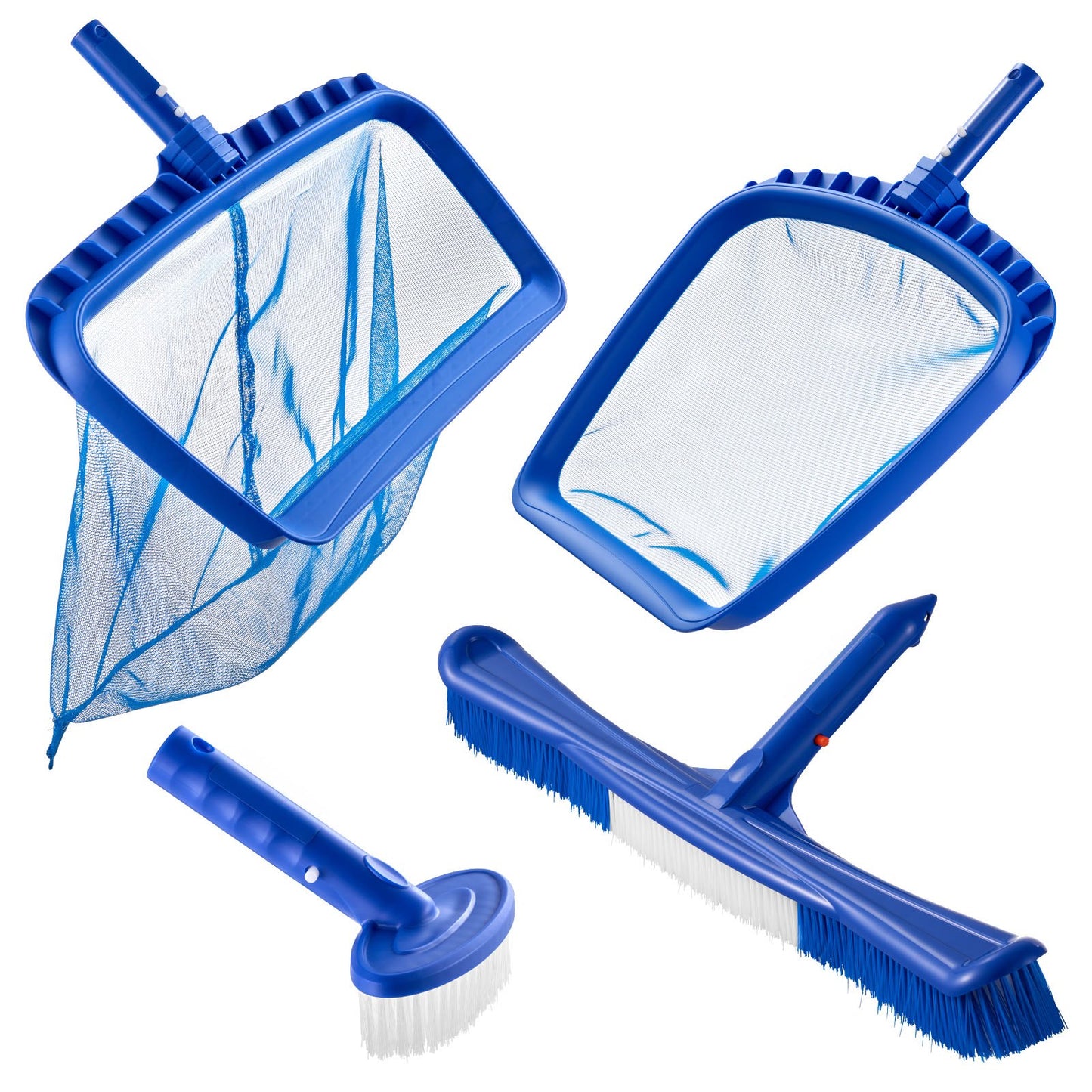 Swimming Pool Cleaing Kit With Leaf Skimmer Bag Rake Nets & 2 Brush Heads