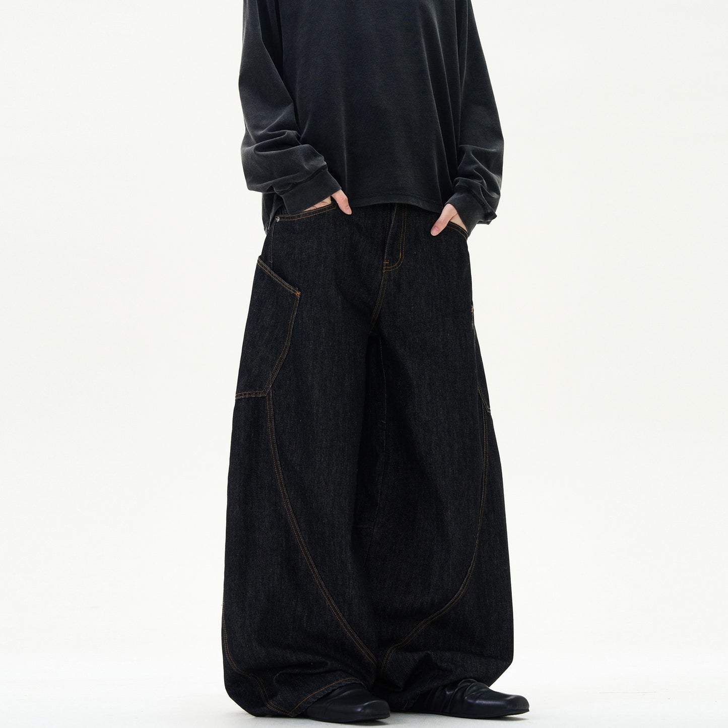 Retro Street Design Sense Silhouette Curved Knife Jeans