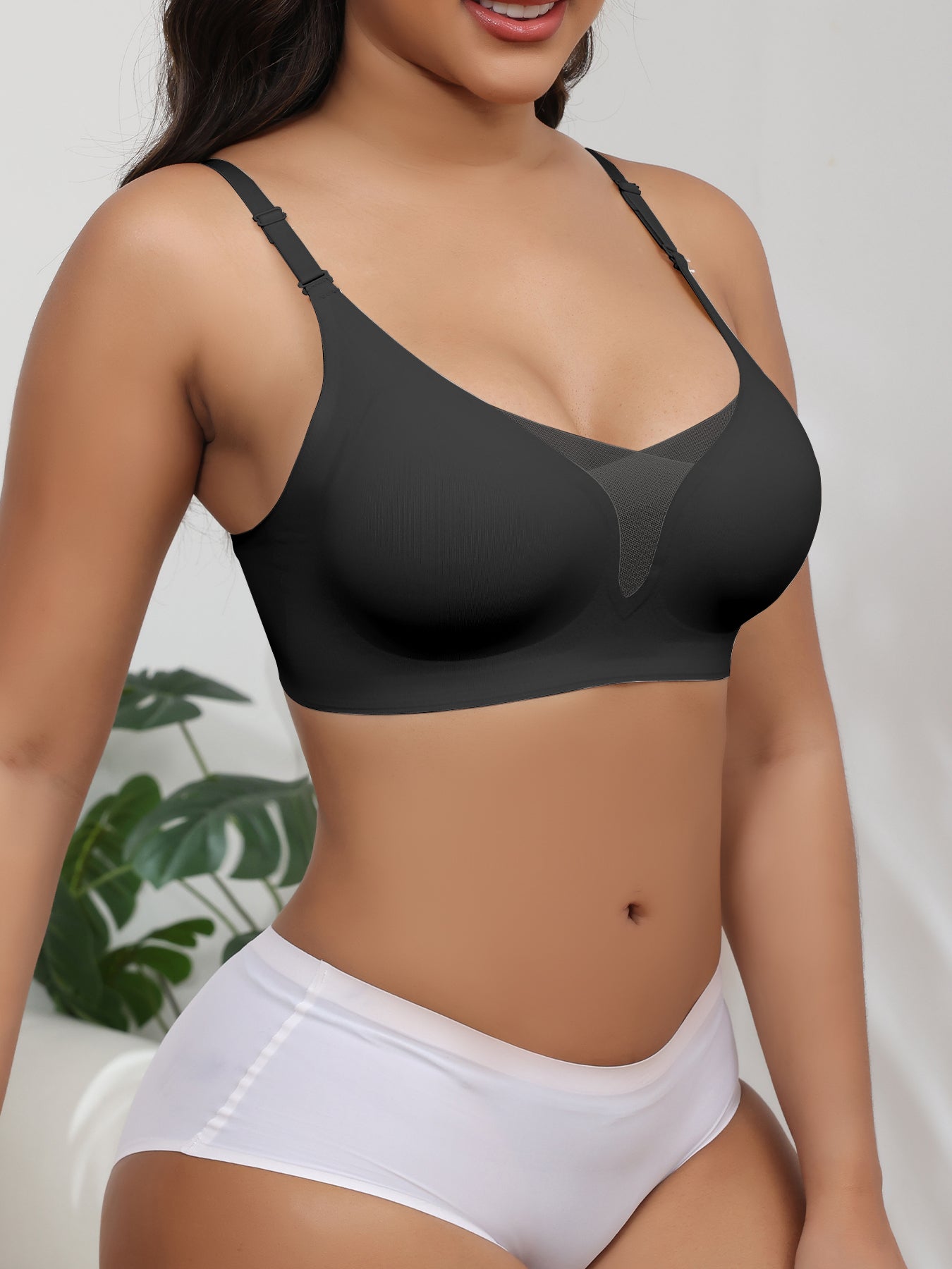 3PCS EssElegance Wire-free Adjustable Seamless Bra For Women - Breathable Sheer Mesh Daily Comfort, Non-Slip Straps & Back Smoothing, All-Season Lightweight Bralette