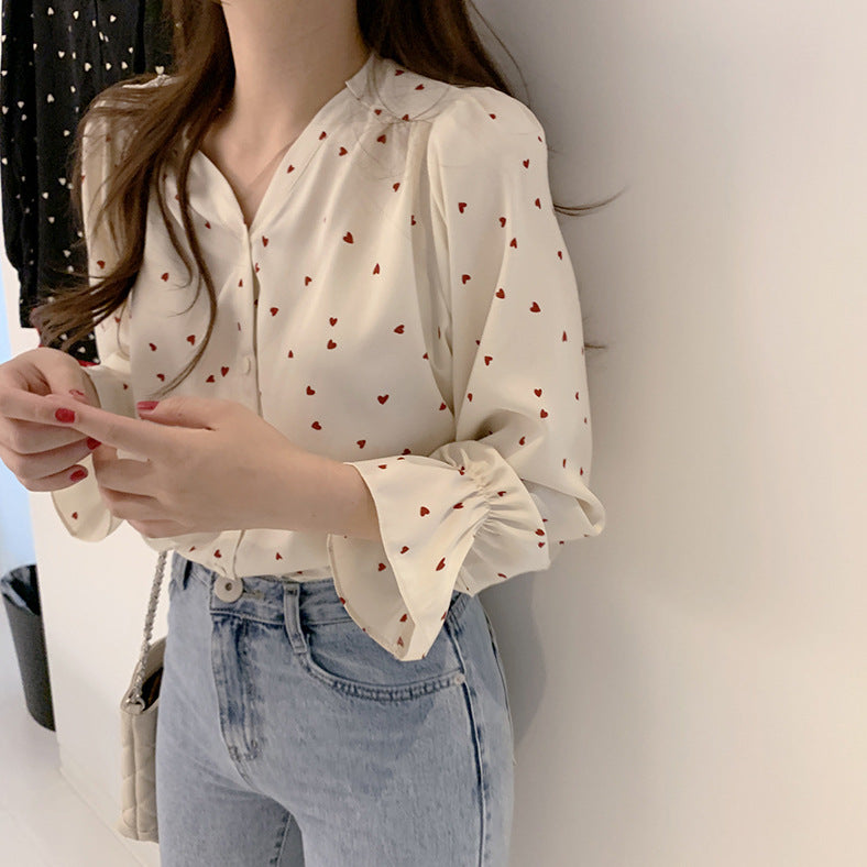 Retro Hong Kong Style Personalized Western Style Blouse