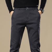 Men's Fleece-lined Slim Fit Tapered Casual Pants