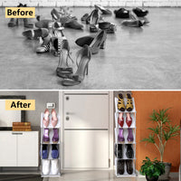 8 Tier Vertical Shoe Rack Narrow Free Standing Storage Organizer For Entryway Space-Saving Stackable Shoe Holder Corner Shoe Tower For Entryway Bedroom Hallway Living Room