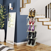 8 Tier Vertical Shoe Rack Narrow Free Standing Storage Organizer For Entryway Space-Saving Stackable Shoe Holder Corner Shoe Tower For Entryway Bedroom Hallway Living Room