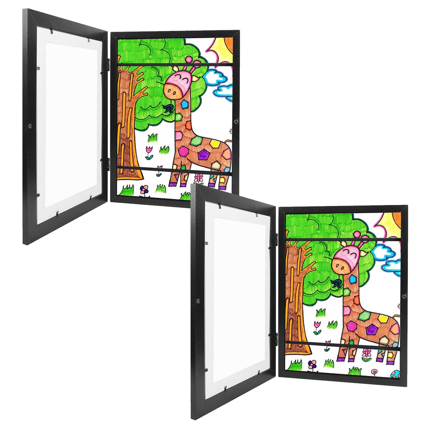 Kids Art Frame Front Opening Wooden Frame Artwork Display Storage Frame A4 Picture Frame Wall Display For Photo Art Projects Picture Children Drawing