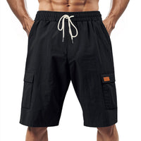 Loose Sports And Leisure Solid Color Linen Drawstring Shorts