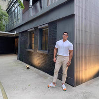 American Style Hard Han Style Henry Collar T-shirt Men