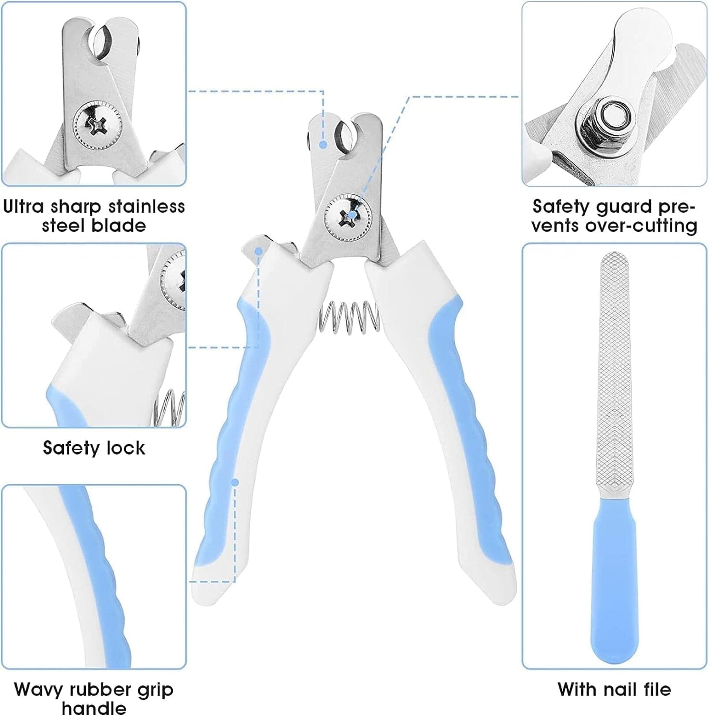7pcs Pet Grooming Kit, Self-Cleaning Brush Shedding Kit With Nail Clipper, Flea Comb, Shampoo Bath Brush, Finger Toothbrush