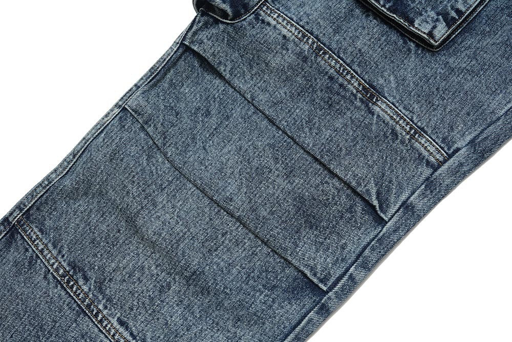 American Retro Washed And Worn Cargo Pocket Jeans