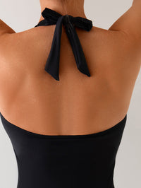 Women Control One Piece Swimsuits Retro Bathing Suit Halter Swimwear