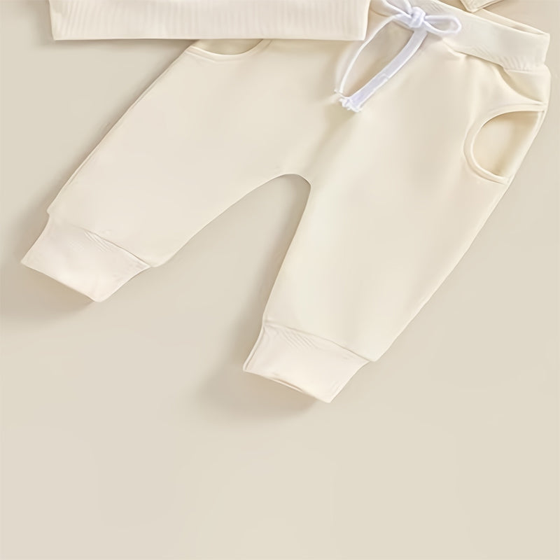 Baby Girl's 2-Piece Letter Print Sweater Set Long Sleeve Pullover And Jogger Pants With Drawstring Waist