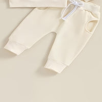 Baby Girl's 2-Piece Letter Print Sweater Set Long Sleeve Pullover And Jogger Pants With Drawstring Waist