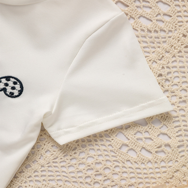 Toddler Casual 2-Piece Set, Bunny & Carrot Embroidered Short Sleeve T-Shirt With Striped Pocket Shorts