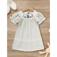 Infant Baby Girls' Easter Bunny Smocked Dress Embroidered Short Sleeve Casual Summer Dress
