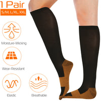 Unisex Copper Compression Socks Women Man Durable Hose Graduated Support Socks For Running Nursing Shin Splints Edema Swelling Recovery