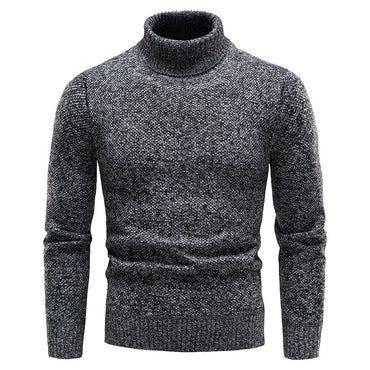 Men's Turtleneck Sweater Fashion Slim Fit Pullover Long-sleeved Knitted Top Solid Color Clothing