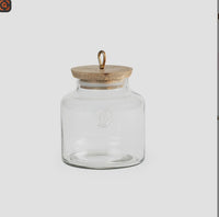Madin Glass Jar With Wooden Lid - Elegant Storage Container For Kitchen & Home-700ml