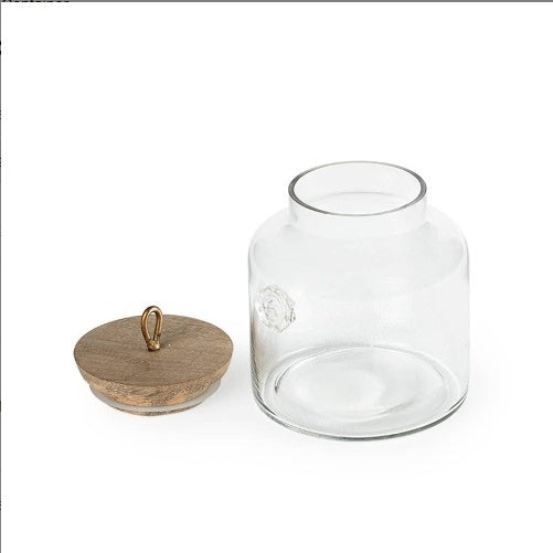 Madin Glass Jar With Wooden Lid - Elegant Storage Container For Kitchen & Home-700ml