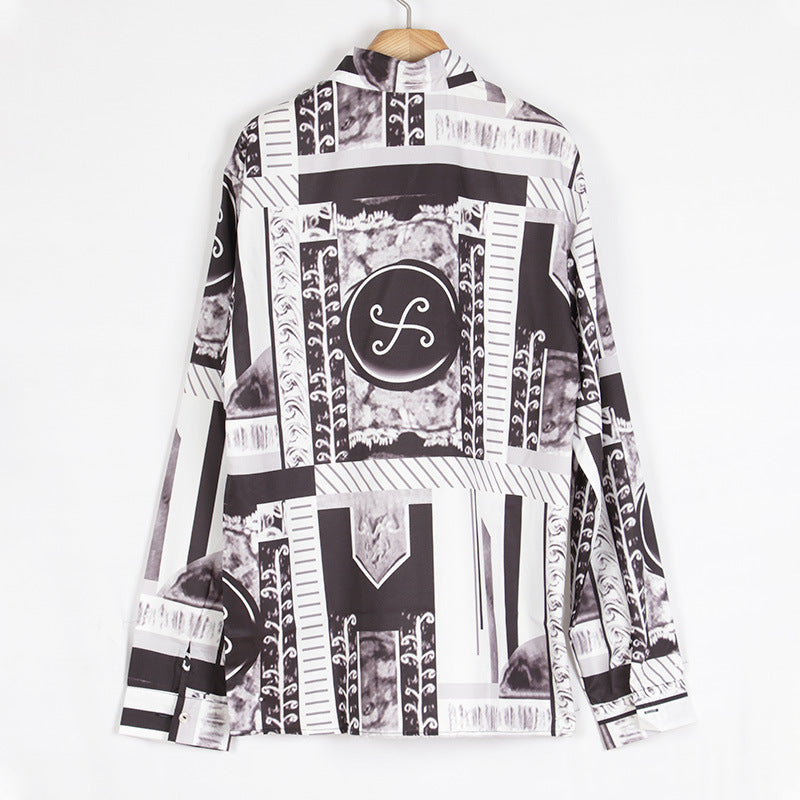 Floral Shirt Casual Business Men's Long-sleeved Trend Top