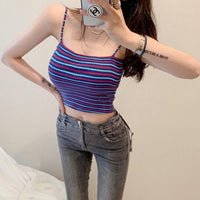Korean Style Short Western Style Slim Fit Striped Bottoming Shirt