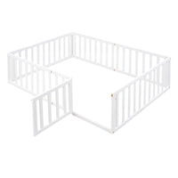 Full Size Wood Daybed Frame With Fence, White