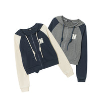 American-style BM-style Short Zipper Contrast Color Sweatshirt Coat