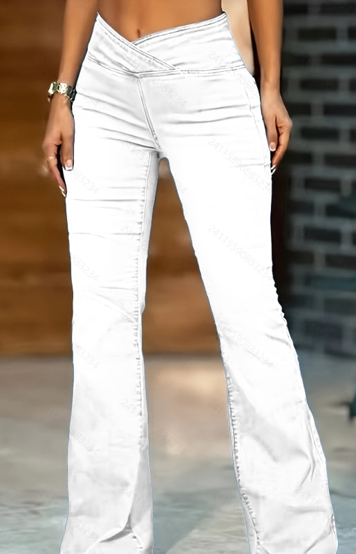 High Imitation Denim Bell-bottom Pants Cross-border Hip Lifting European And American Women Bell-bottom Pants
